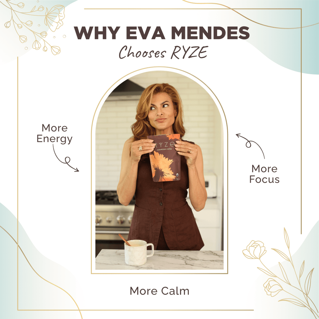 RYZE Mushroom Coffee - with 6 Organic Adaptogenic Mushrooms Grown in USA and High Potency